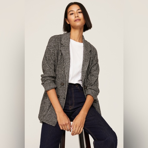 Madewell Brushed Knit Redford Blazer in Houndstooth Check
